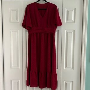 Elegant Red V-Neck Dress